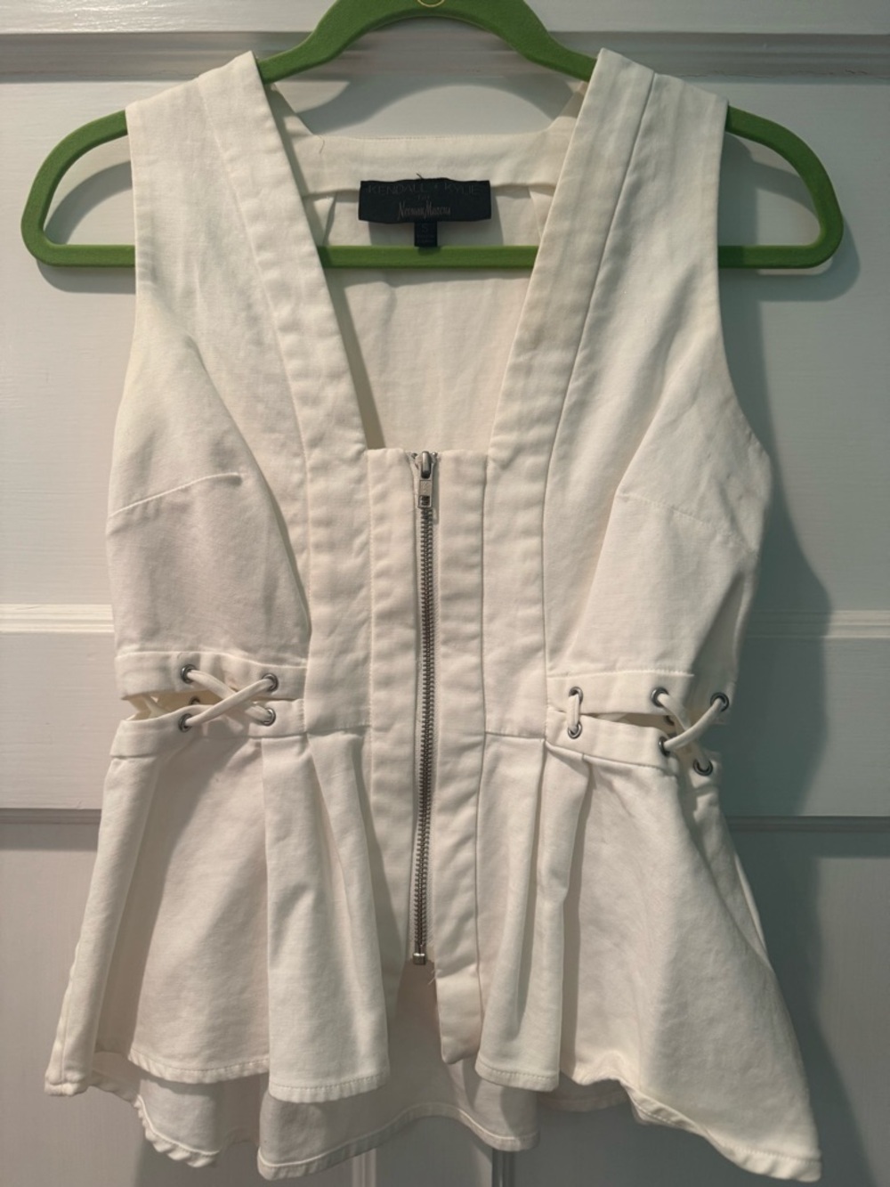 Kendall & Kylie for Neiman Marcus White Peplum Corset Zipper Top